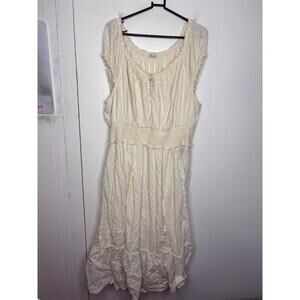 Old Navy Dress Womens 2X Maxi Poplin Stretch Waist Cottagecore Church Modest